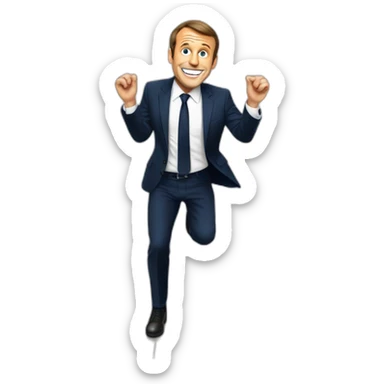 Macron qui est sur des toilettes en dansant sticker