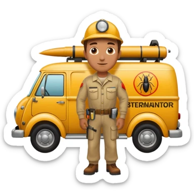 Bug man exterminator antique moving van  sticker