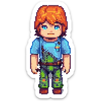 Minecraft-style character, 45x45 pixel resolution, blocky pixel art, simple colors, front-facing, no background sticker