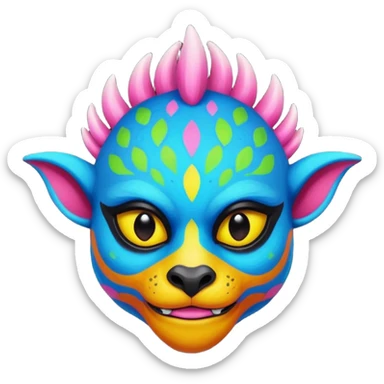 Dark vibrant pastel bright neon colorful edgy exotic painted Fakémon-Pokémon-Vernid-creature sticker