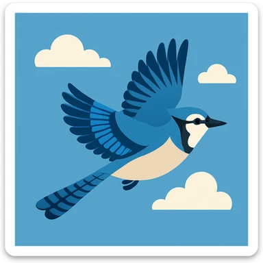 Flat design style blue jay in the sky sticker