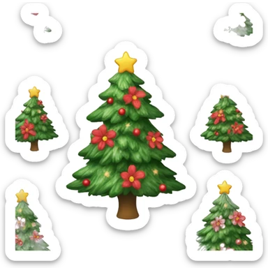 Christmas tree with flowers as the ornaments ￼ sticker