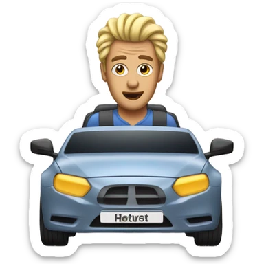 man driving a car with electricity in his hair sticker