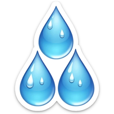 three equally sized droplets stacked on top of each other with two other droplets going outward from the middle droplet sticker