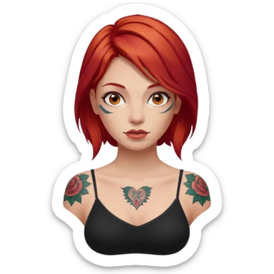 woman with red hair and tattoos sticker