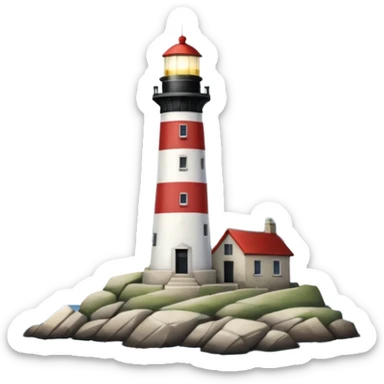 A light house that light forms the number 7 in the clouds in the distance sticker