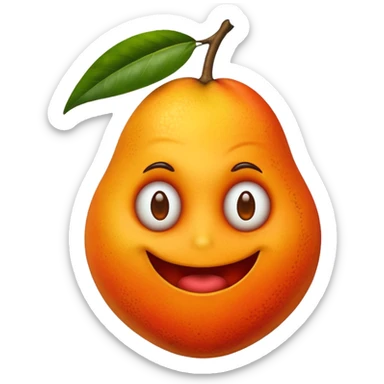 Mango with a creepy face sticker