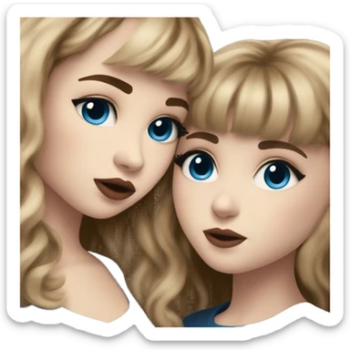 sabrina carpenter kissing a light brown haired girl with bangs and blue eyes  sticker