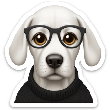 dog with glasses and black turtleneck sticker