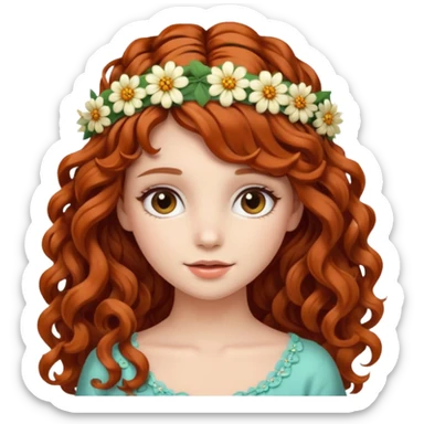  chica bonita de cabello largo rizado medio rojo sticker
