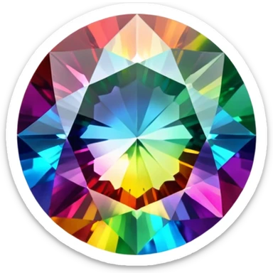 round cut rainbow gemstone with all colors of the spectrum shining through sticker