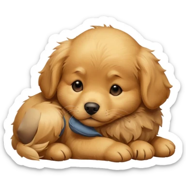 Golden retriever puppy sleepy sticker