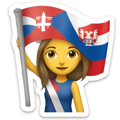 Girl Holding serbian flag  sticker