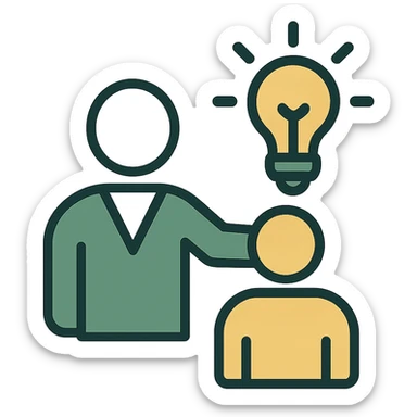 mentoring icon, professional style, green gold and white color scheme, bold and clear, suitable for digital use sticker