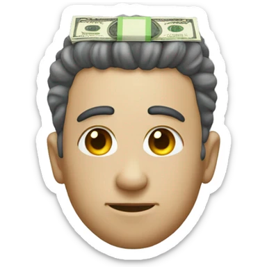 a wad of money on the forehead sticker