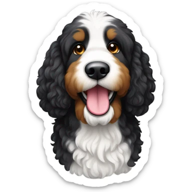 Bernedoodle mostly black with gray eyebrows  sticker