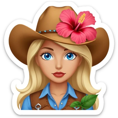 Cowgirl blue eyes with hibiscus  sticker
