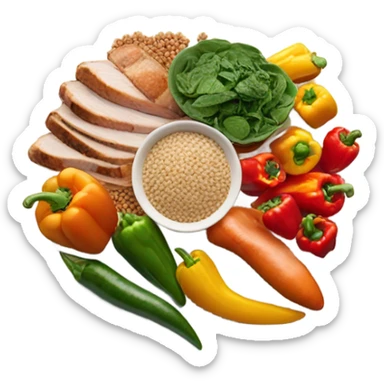 round white plate with healthy food sticker