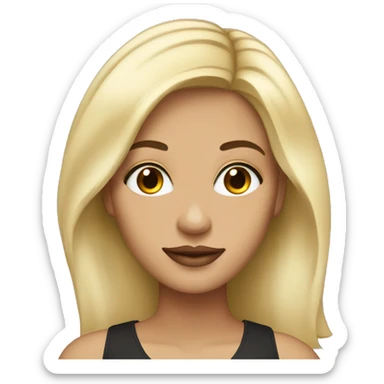 Woman with eye lashes dark hair roots and blonde down medium length sticker