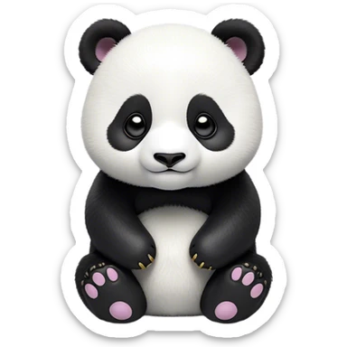 Cinematic Noble Baby Panda Portrait Emoji, Poised and regal, with a tiny, adorable build and a soft, fuzzy Fur of black and white, deep-set soulful gentle eyes, Simplified yet sharp and sophisticated features, highly detailed, glowing with a soft, dignified glow, high shine, intelligent and endearing, stylized with an air of miniature majesty, focused and attentive, soft glowing outline, capturing the essence of a watchful and confident little panda, so majestic it feels as though it could toddle out of the screen with effortless authority! sticker