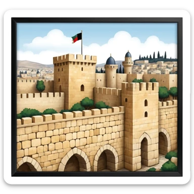 emoji highlighting the old city wall of Jerusalem with Jerusalem stone without borders on the emoji sticker