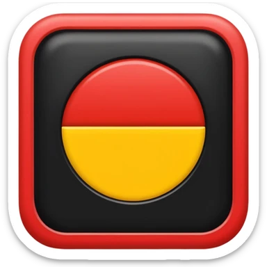 a black and red rectangle with a medium-sized yellow circle in the middle sticker