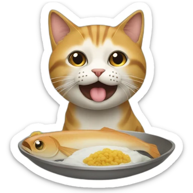 Chat qui mange du thon sticker