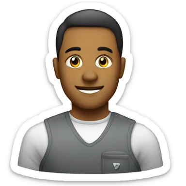 a tech-savvy with his company logo sticker