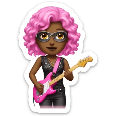 1980s female rockstar pink  sticker