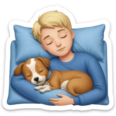 boy dog sleeping sticker