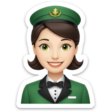 Lady hotel butler with green uniform  sticker