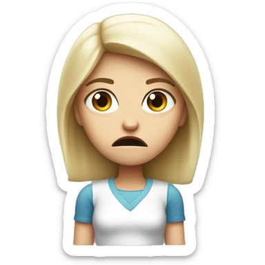 angry white girl showing disapproval with hand  in front of her  sticker