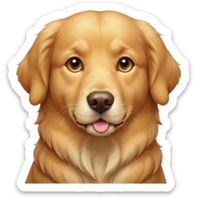 Cinematic Noble Golden Retriever Portrait Emoji, Poised and regal, with a strong, athletic build and a lustrous, well-groomed golden coat, deep-set soulful brown eyes, Simplified yet sharp and sophisticated features, highly detailed, glowing with a soft, dignified glow, high shine, intelligent and friendly, stylized with an air of warmth, focused and attentive, soft glowing outline, capturing the essence of a watchful and confident companion, so majestic it feels as though it could bound out of the screen with effortless authority! sticker