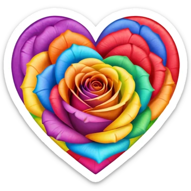 Heart with rainbow colored roses sticker