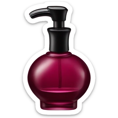 Burgundy perfume with pump sticker