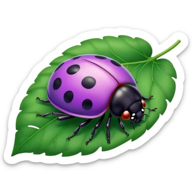  cute purple lady bug on leaf sticker