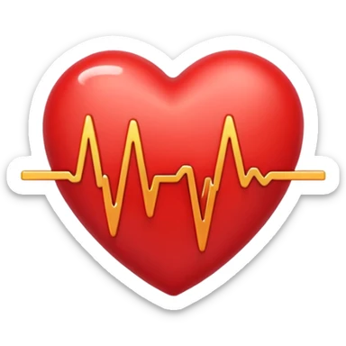 emoji of a red beating heart with gentle motion lines or soundwave pulses around it, symbolizing a heartbeat. Smooth, glossy Apple emoji design with soft highlights and a warm, lively glow sticker