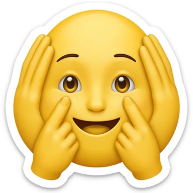 Yellow emoji with hands covering mouth sticker