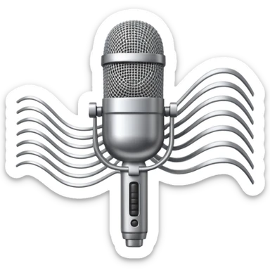 microphone with sound waves around sticker