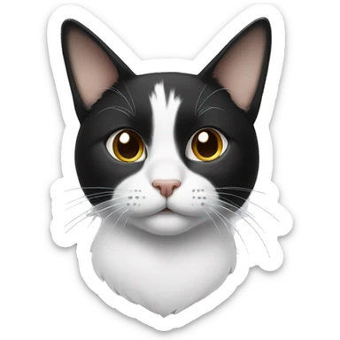 Black and white cat with half a back mustache  sticker