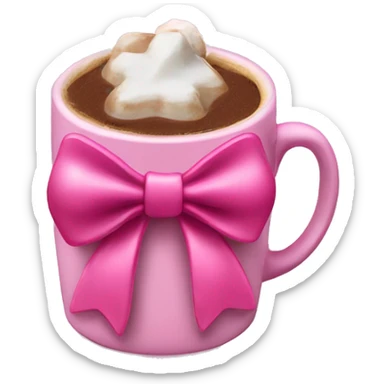 Pink bow on handle of a hot chocolate sticker