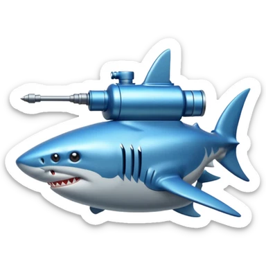 A shark driving a tank sticker