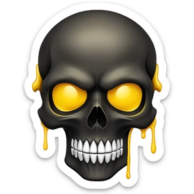 smooth black skull with graffiti brand logos, front view sticker