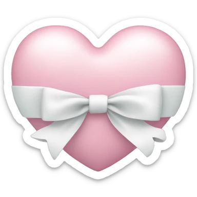 Pastel pink heart with white bow sticker