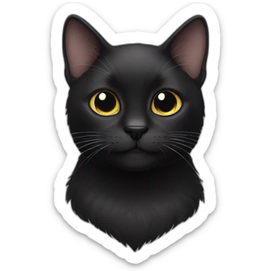 Black cat with white mustache sticker