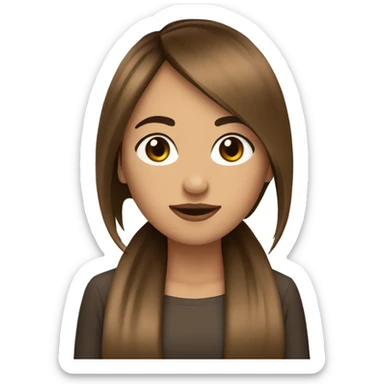 Mujer pelo largo con flequillo con el eo marron sticker