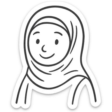 Make the hijabi girl smiling, keep hand drawn icon style, no background. sticker