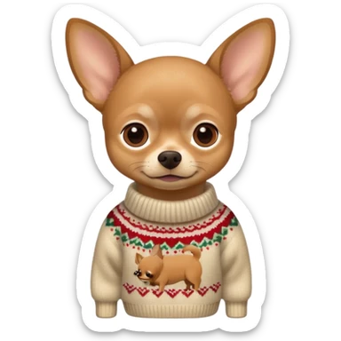 All Tan chihuahua sitting wearing a sweater sticker