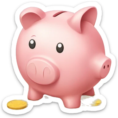 piggy bank with a coin on top no side coins sticker