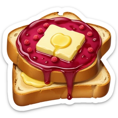 a slice of bread with butter and raspberry jam sticker